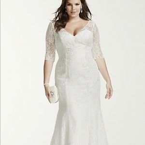 3/4 Sleeve Lace Trumpet Size 16w Wedding Dress